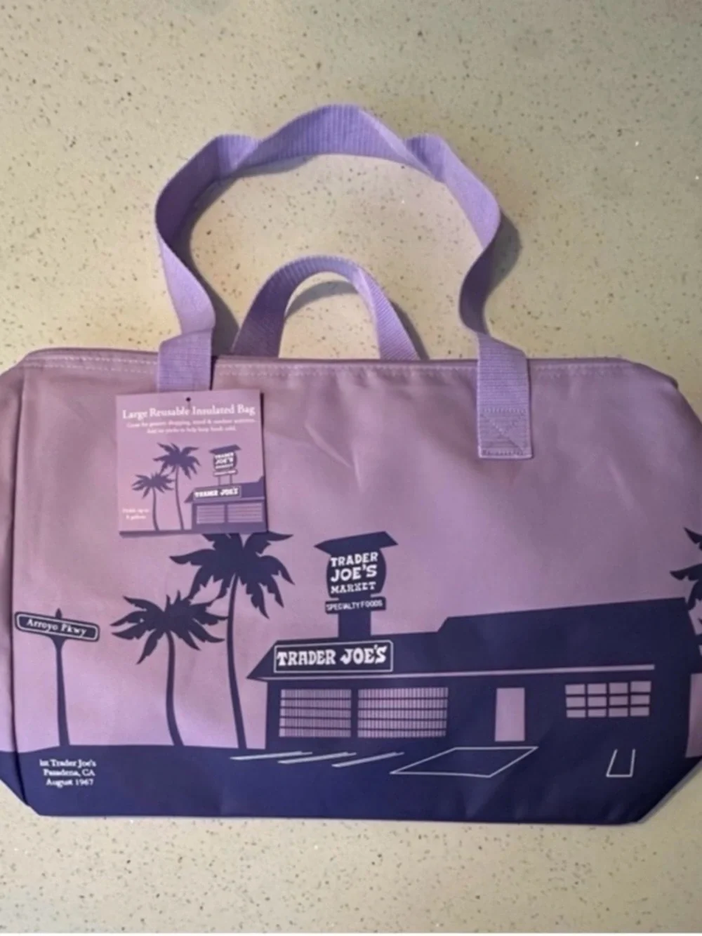 NWT Trader Joe's Large Purple Reusable Insulated Bag Tote New Spring 2026